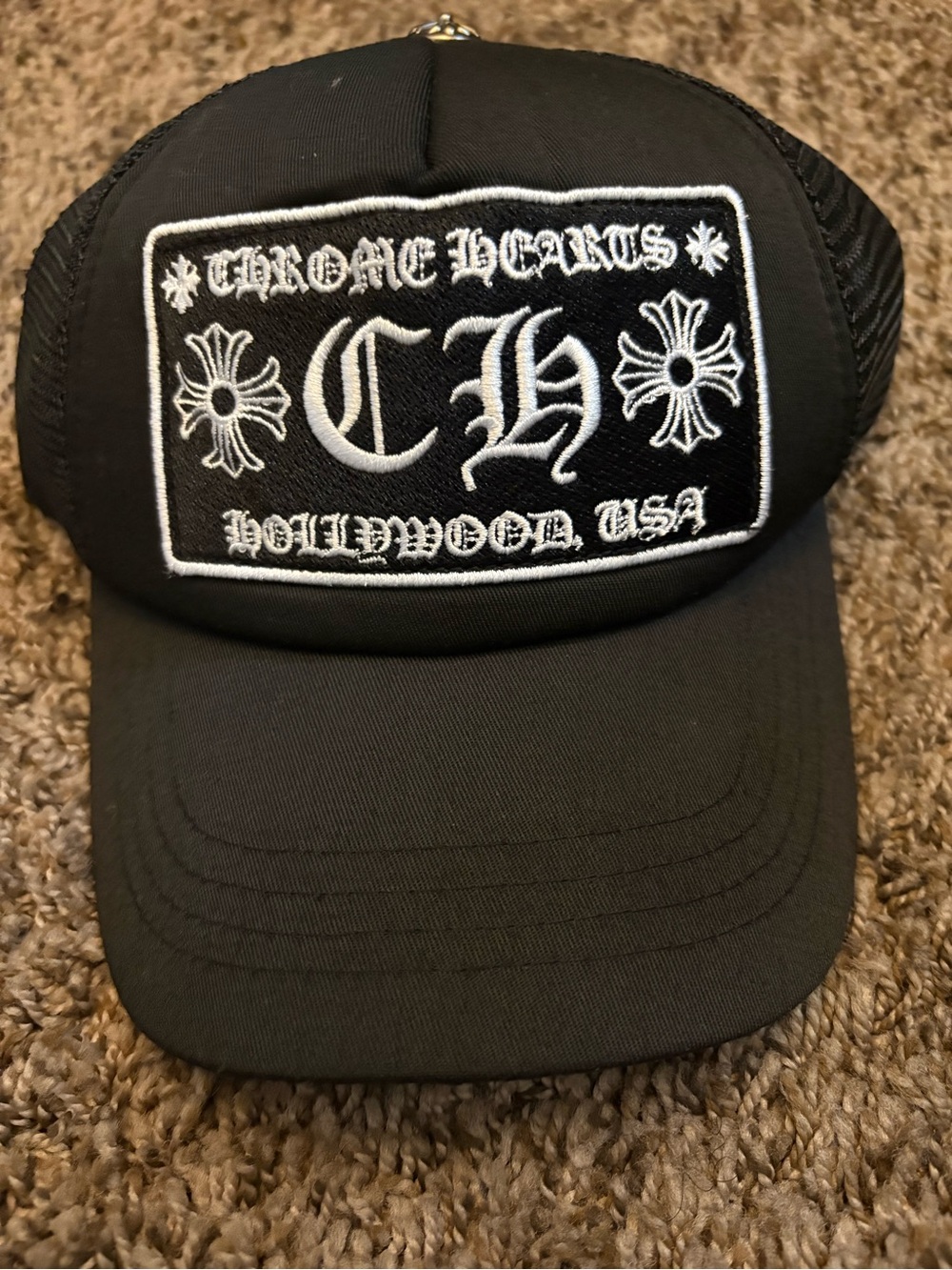 Black and White Trucker Hat Logo Cap